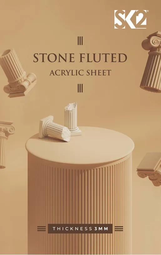 SK2 Stone Fluted Acrylic Sheet – 3mm Collection