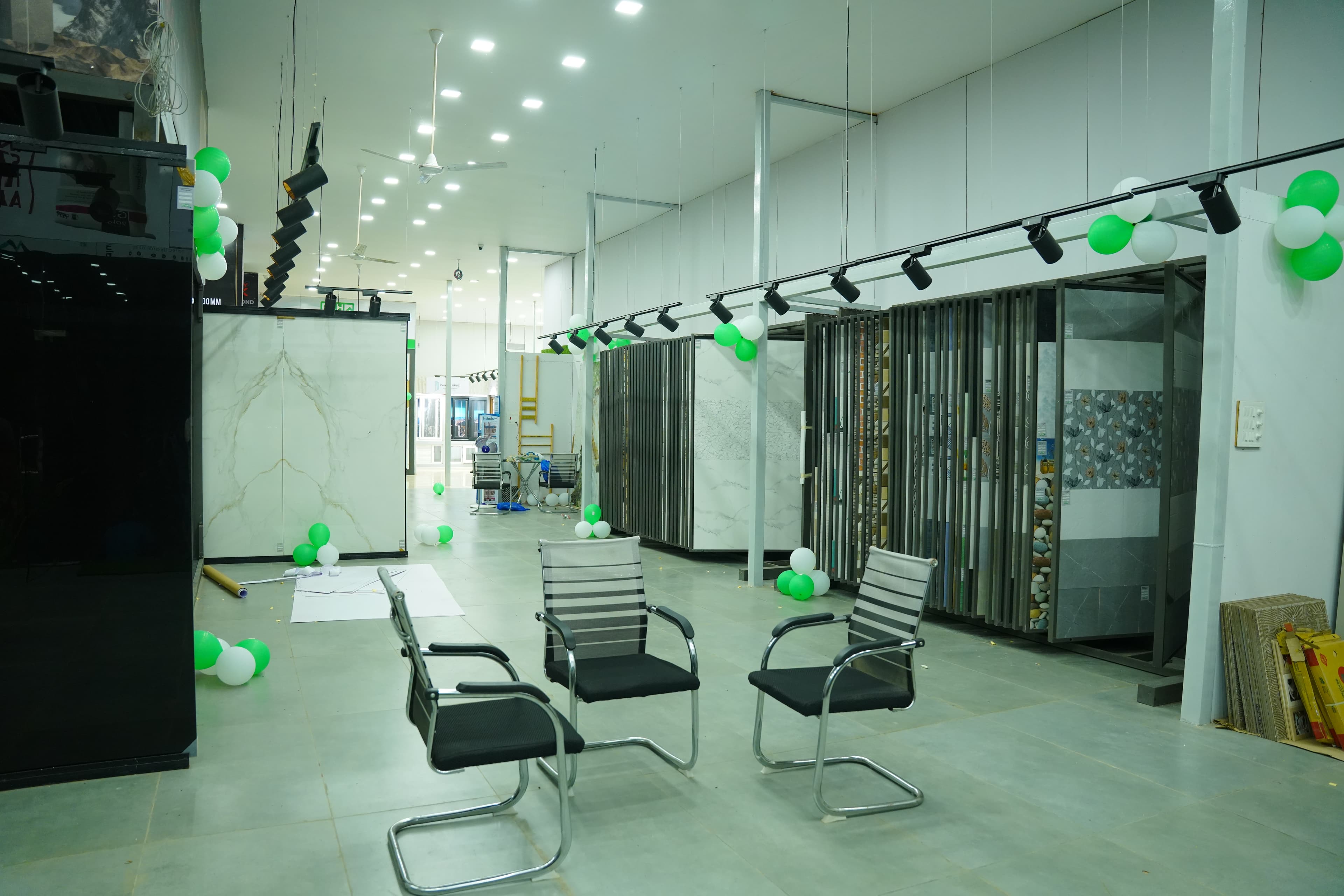 Customer seating and consultation area in showroom